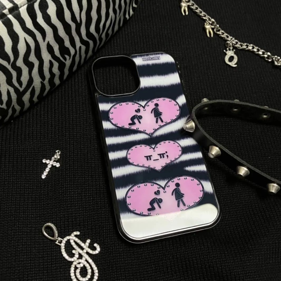 Phone Cases Personalised - Niche Personality Ins Black and Pink