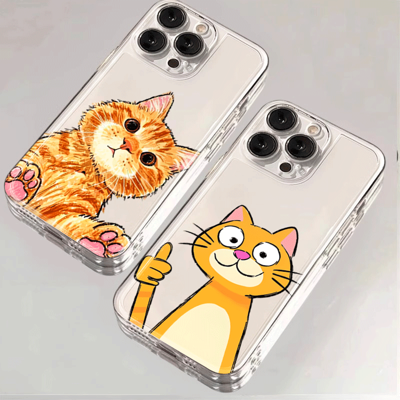 Cute Cartoon Orange Cat Patter - Phone Cases Orange 评论和价格