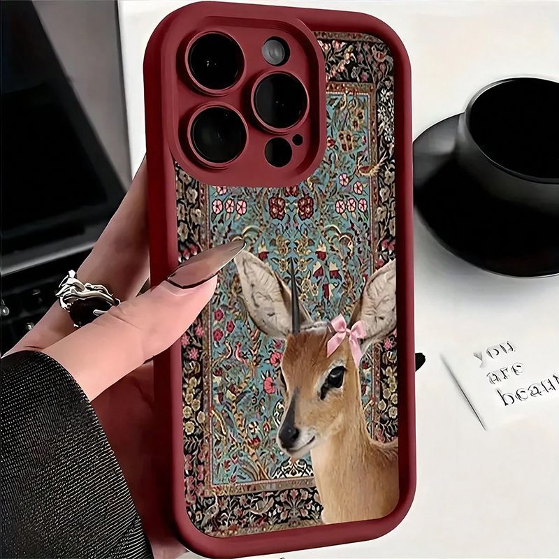 Wine Red Tapestry Deer Print C - Phone Cases Red Deer 评论和价格