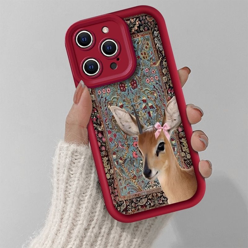 Wine Red Tapestry Deer Print C - Phone Cases Red Deer 评论和价格