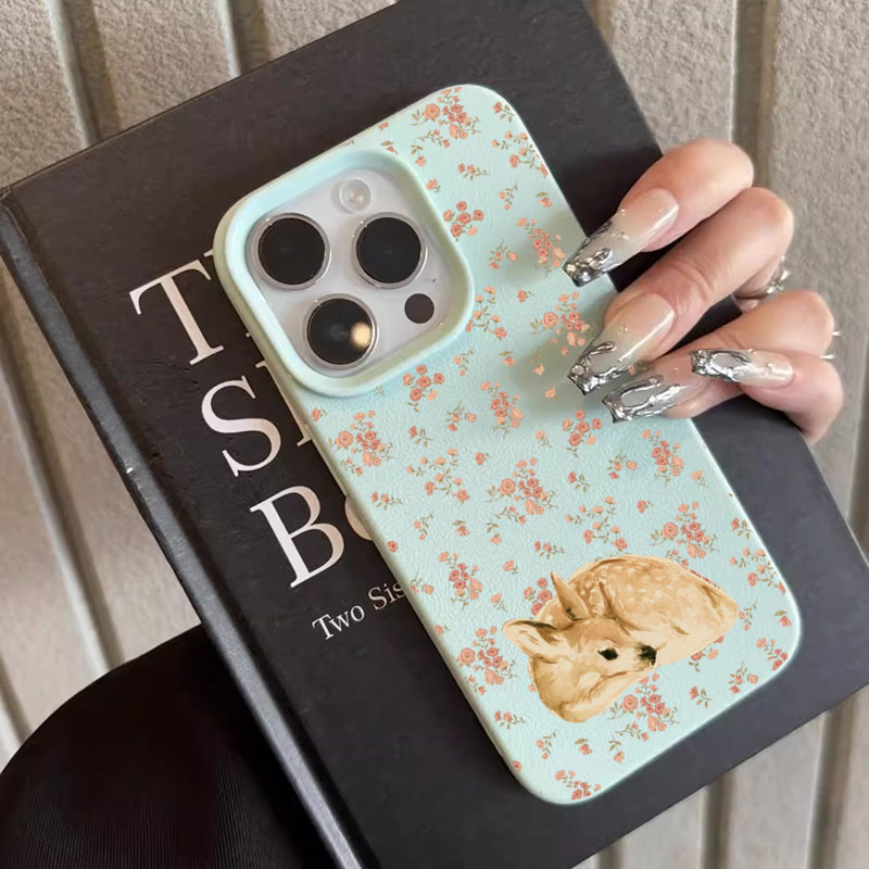 Cute Deer Full Floral Pattern  - Phone Cases Cute Iphone 13 评论和价格