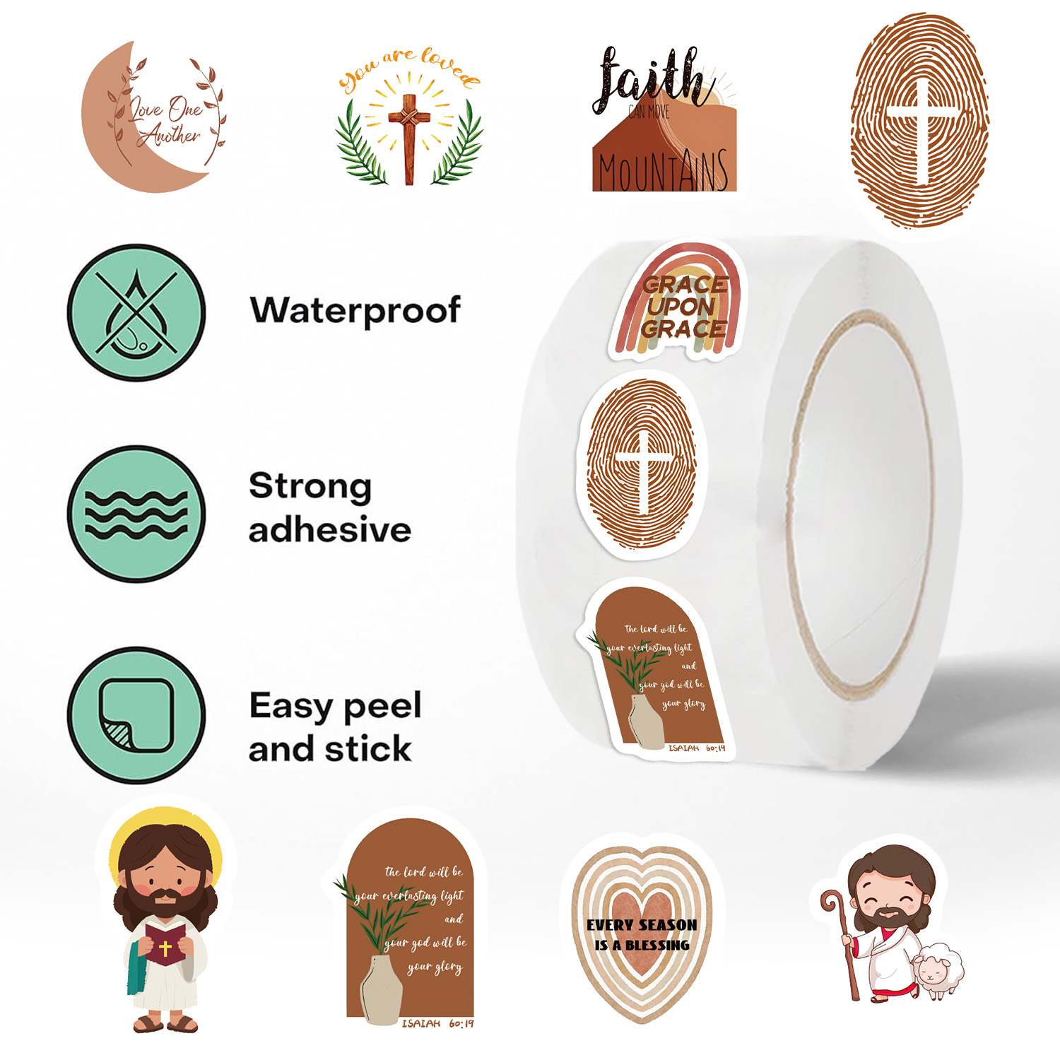 500pcs/roll Jesus Stickers Exq - Phone Cases Jesus 评论和价格