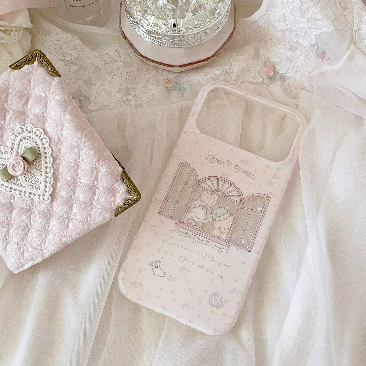 Kawaii Bunny Bear Floral Pink  - Phone Cases Kawaii 评论和价格