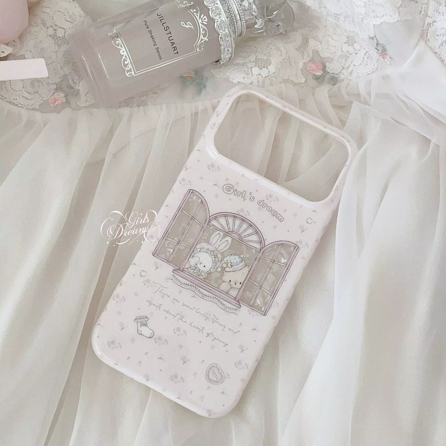 Kawaii Bunny Bear Floral Pink  - Phone Cases Kawaii 评论和价格