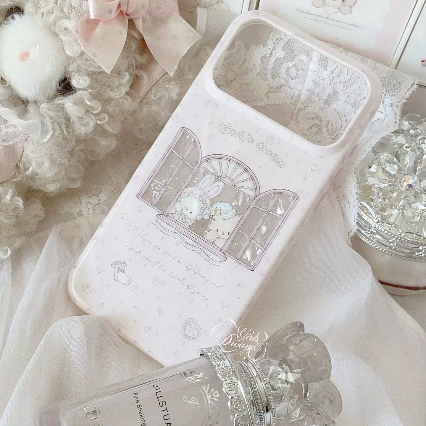 Kawaii Bunny Bear Floral Pink  - Phone Cases Kawaii 评论和价格