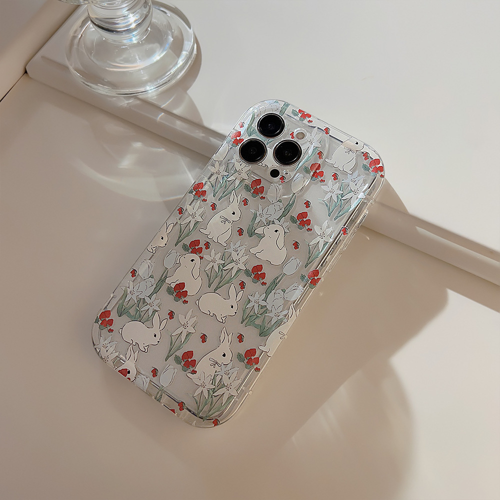 Cute Cartoon Bunny Flower Tran - Phone Cases Cute Iphone 13 评论和价格