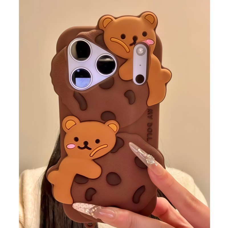 3D Cartoon Kawaii Biscuit Bear - Phone Cases Kawaii 评论和价格