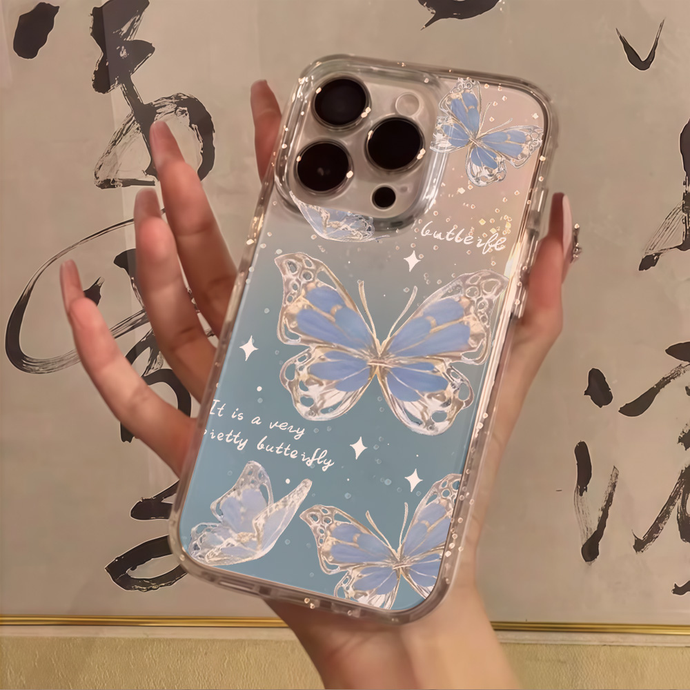 Luxury Blue Butterfly Clear Gl - Phone Cases Best 评论和价格