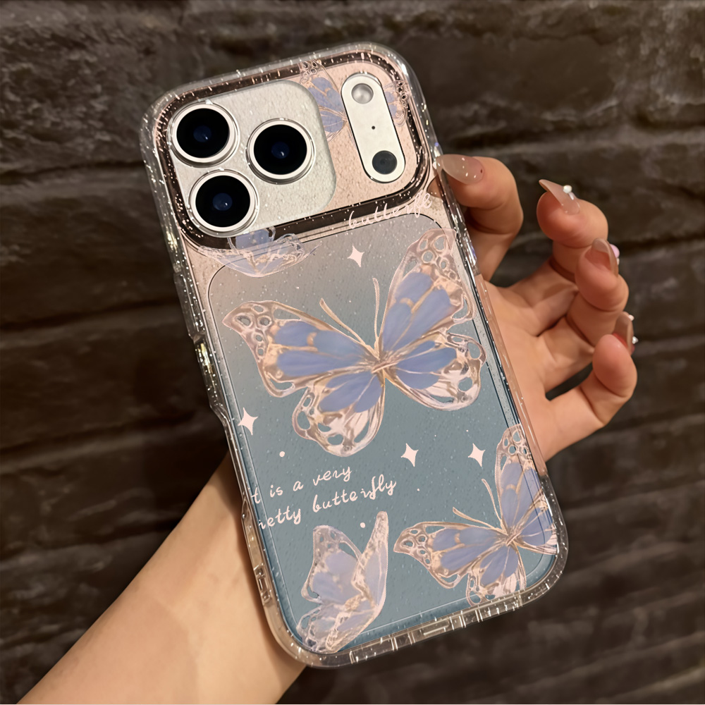 Luxury Blue Butterfly Clear Gl - Phone Cases Best 评论和价格