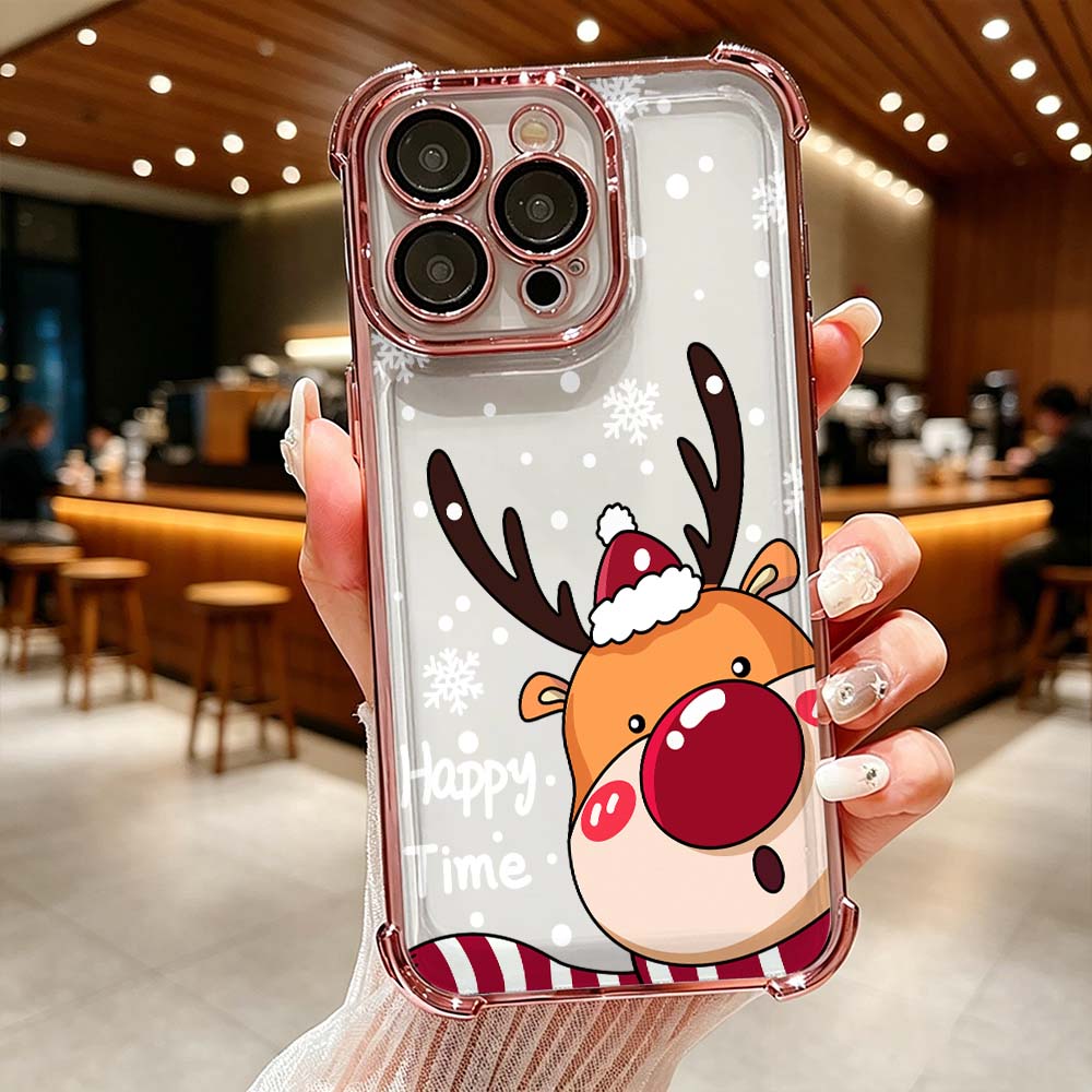 Cartoon Red Nose Deer Phone Ca - Phone Cases Red Deer 评论和价格