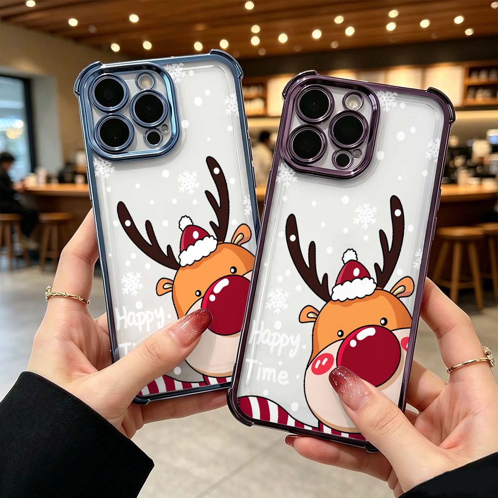 Cartoon Red Nose Deer Phone Ca - Phone Cases Red Deer 评论和价格