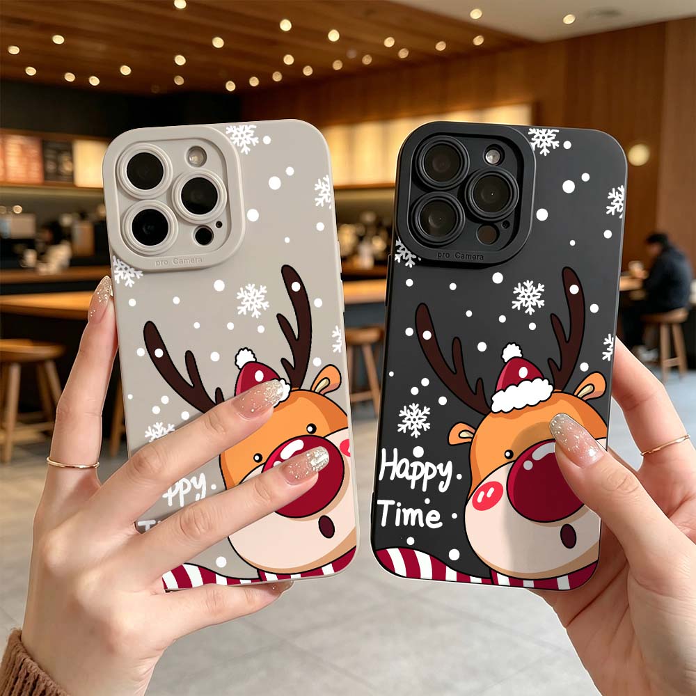 Cartoon Red Nose Deer Phone Ca - Phone Cases Red Deer 评论和价格
