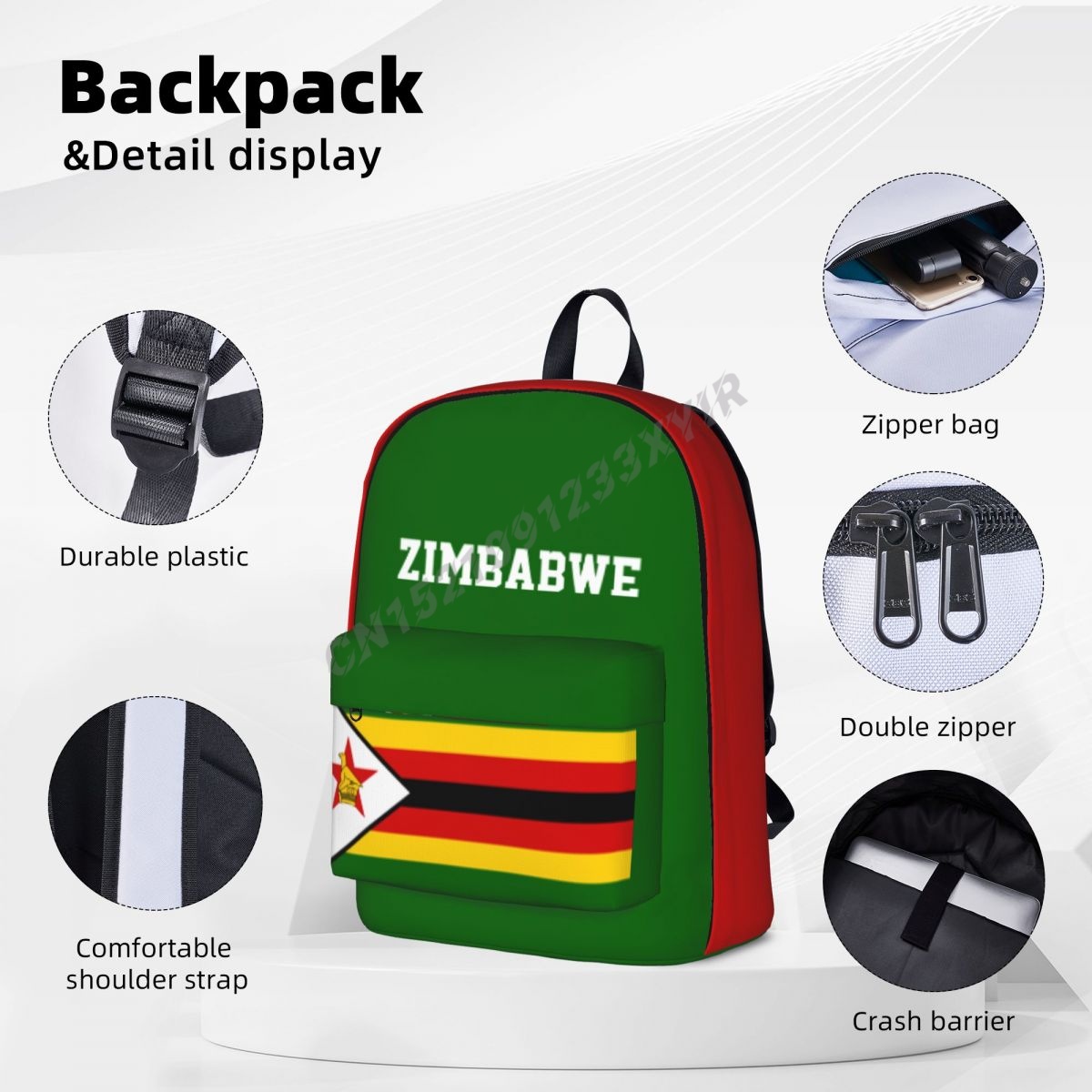 Unisex Backpack Zimbabwe Flag  - Phone Cases Zimbabwe 评论和价格